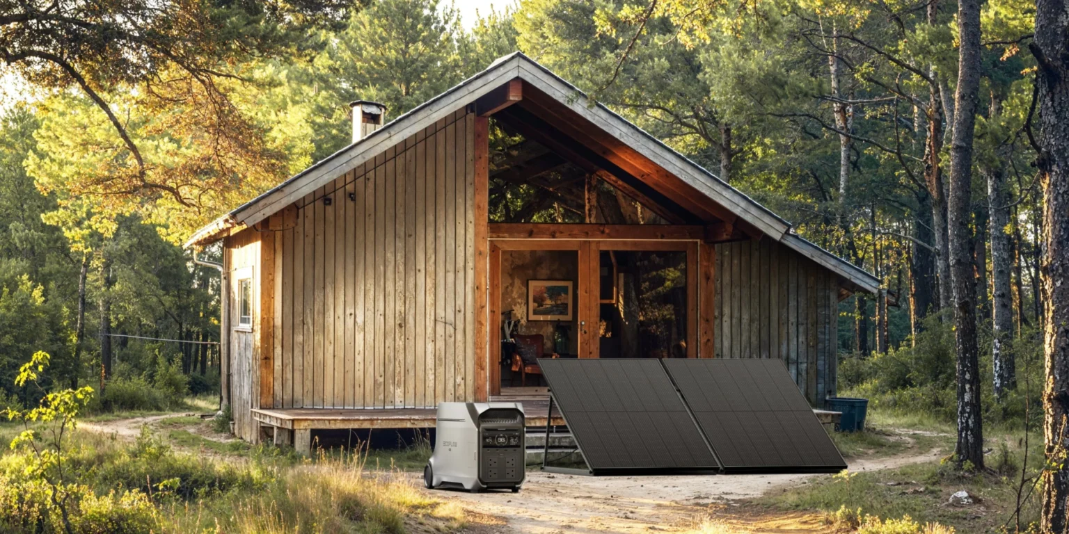 EcoFlow Delta Pro 3 Portable Power Station with solar panels