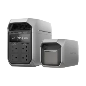 EcoFlow Delta 3 portable power station shown with smart extra battery